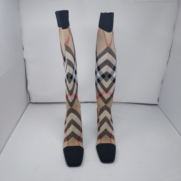 Burberry Dolman Checked Stretch-Cotton Boots - Picture 7 of 10